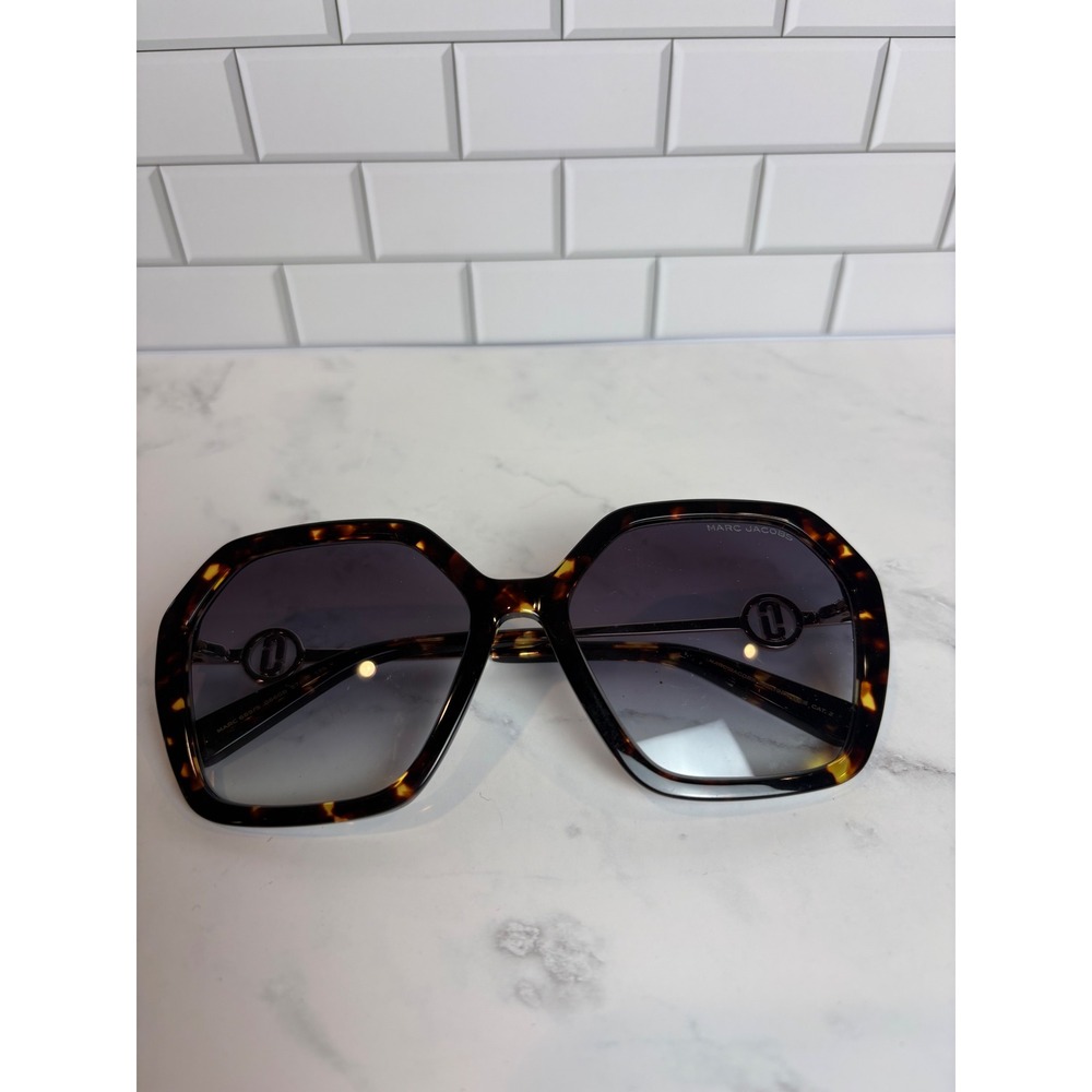 Marc Jacobs MARC 489/S Oversized Hexagon Tortoise Sunglasses Grey Gradient Lens